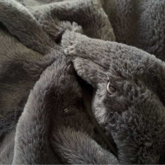 BLANK NYC Faux Fur Teddy Long Coat in Dark Grey - Picture 5 of 7